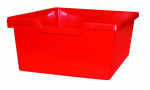 rot  -  Schrank mit 10 Ablagen für Papiere und A2 sind 3 Kunststoffschubladen, Räder MIKI ROLL