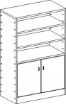 Korpusschrank MIKI PLUS mit 4 Einlegeböden und 2 Türen, decor Buche