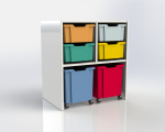 Schrank mit 4 Kunststoffschubladen und 2 Schubladen auf Rädern TVAR v.d. Klatovy