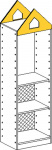 Korpusschrank mit 1 fest Einlegeböden und 3 einstellbar Einlegeböden und Rückwand bis 2/3