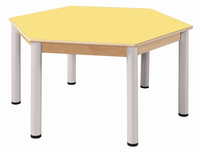 Hexagonal Tisch 120 cm / Höhenverstellbare Füße 36 - 52 cm