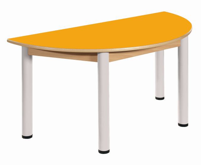 Halbkreis Tisch 120 x 60 cm / Höhe 36 - 52 cm, hellgelb